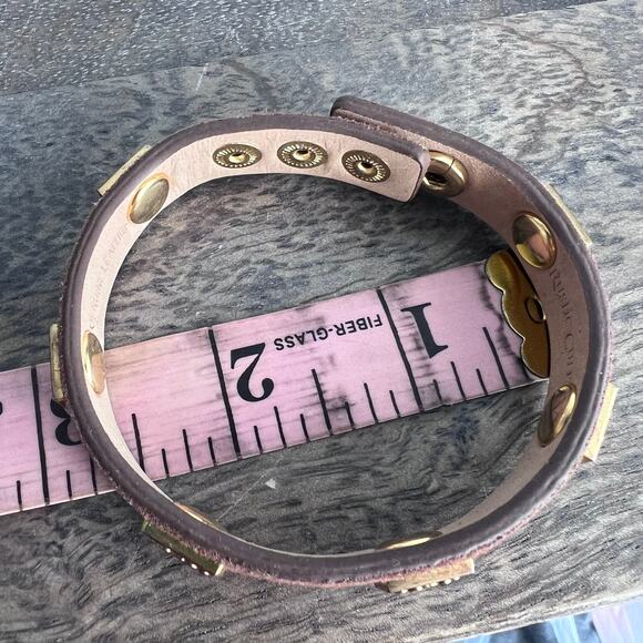 Rustic Cuff Brown and Gold Leather Adjustable Bracelet - Picture 6 of 7